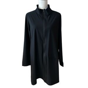 Jason Black Tunic Jacket Front Zip Size Large Comfy USA